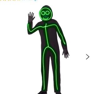 Kids Light-Up EL Wire Green Stick Figure Costume